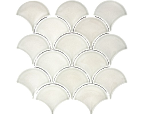 Fischschuppen Keramikmosaik FS 03C 25,6x27,3 cm grau Fächerförmiges Mosaik aus Keramik