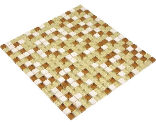 Mosaikfliese mit Glas- und Natursteinoptik