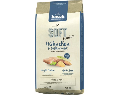 Hundefutter trocken Bosch Soft Junior Huhn 12,5 kg Bosch Soft Junior Hühnchen und Süßkartoffel Hundefutter, 12,5 Kilogramm