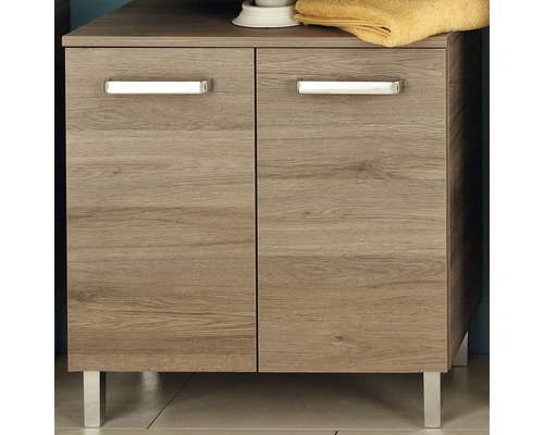 Waschtischunterschrank mit zwei Türen und Metallgriffen