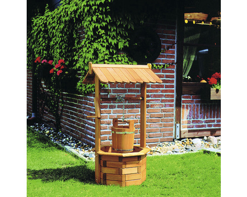 Zierbrunnen „Nürnberg“ aus Holz imprägniert 59 x 53 x 109 cm honigfarben-0