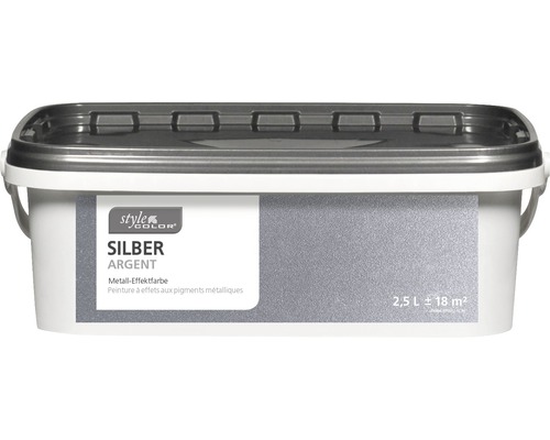 Eimer silberne Metalleffektfarbe mit 2,5 Liter Inhalt