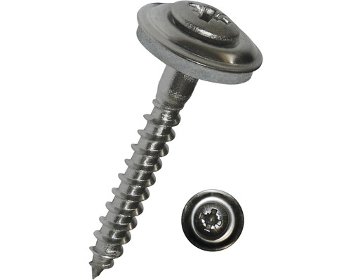 Spenglerschraube m. Dichtscheibe 4,5x25 mm Edelstahl A2, 100 Stück Linsenkopfschraube mit Scheibe