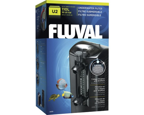 Aquarium-Innenfilter Fluval U2 kompl mit Filtermedien ca. 400 l / h für Aquarium bis ca. 45 - 110 l