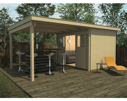 Gartenhaus weka Lounge-Haus 1 300 cm Lounge mit Fußboden 504 x 295 cm natur