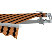 SOLUNA Gelenkarmmarkise Concept 3,5x2,5 Stoff Dessin 6363 Gestell Silber E6EV1 eloxiert Antrieb rechts inkl. Motor und Wandschalter