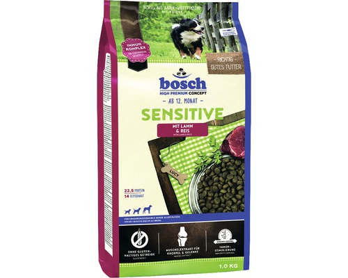 Hundefutter trocken bosch Sensitive Lamm & Reis 1 kg Bosch High Premium Concept Sensitive Trockenfutter mit Lamm und Reis für Hunde ab 12 Monaten in einer 1 Kilogramm Packung
