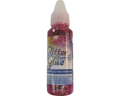 Glitter Glue Flasche Confetti Herzen rot silber 53 ml