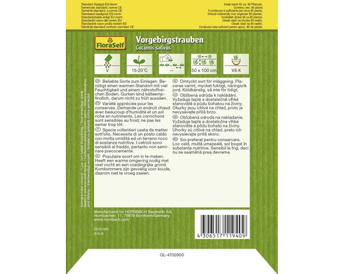 Verpackung von Vorgebirgstrauben Saatgut der Marke FloraSelf
