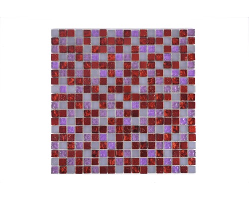 Glasmosaik XCM M730 30x30 cm rot/pink/weiß matt-0