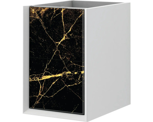 Unterschrank Baden Haus Bellagio 35 cm breit Steingold fertig montiert 54878 Waschtischunterschrank mit Marmor Optik