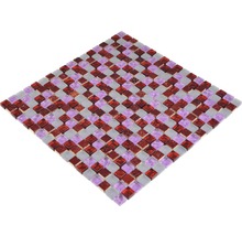 Glasmosaik XCM M730 30x30 cm rot/pink/weiß matt-thumb-6