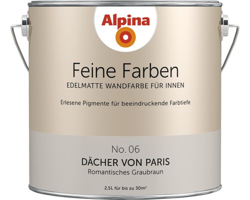 Alpina Feine Farben konservierungsmittelfrei Dächer von Paris 2,5 L Alpina Feine Farben Innenwandfarbe, edelmatt, Farbton Dächer von Paris, 2,5 Liter