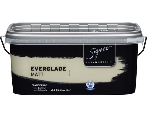 Eimer mit matter Signeo Wandfarbe Everglade, 2,5 Liter für bis zu 25 Quadratmeter