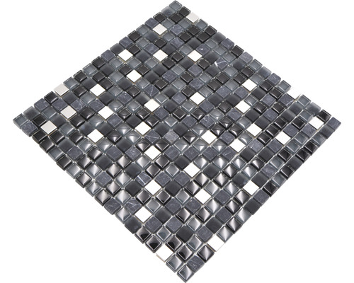 Mosaikmatte aus Glas und Naturstein, quadratische Form