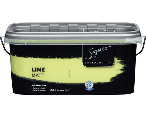 Signeo Wandfarbe, 2.5 Liter Eimer, Farbton Lime Matt