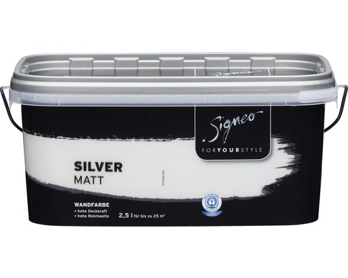 Signeo Wandfarbe Silber Matt, 2.5 Liter, hohe Deckkraft