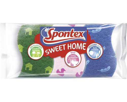 Spontex Sweet Home Schwamm-Set 3 Stück Spontex Sweet Home Schwämme, Dreierpackung für Küche und Bad