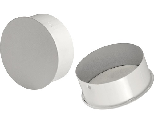 Ofenrohr-Wandkapsel Bertrams Ø 120 mm emailliert weiß Zwei weiße Lüftungsrohr-Endkappen