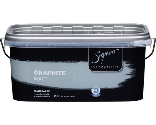 Signeo Wandfarbe Graphit Matt, 2,5 Liter Eimer