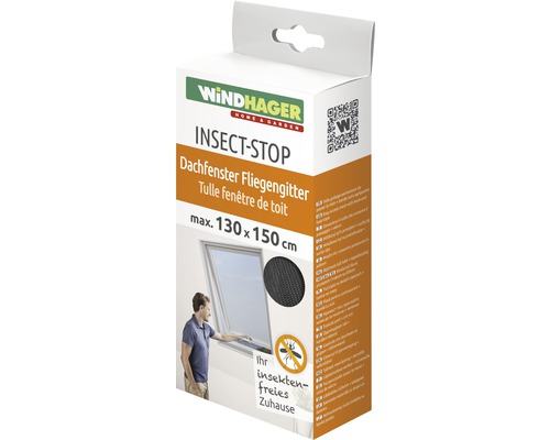 Fliegengitter Windhager PLUS für Dachfenster ohne Bohren anthrazit 130x150 cm Windhager Insektenschutz-Gitter für Dachfenster, maximale Größe 130 x 150 cm