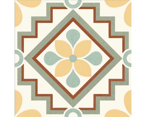 Dekorfliese mit geometrischem und floralem Muster