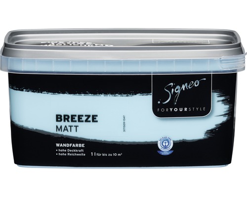 Signeo Breeze Matt Wandfarbe, 1 Liter, hohe Deckkraft und Reichweite