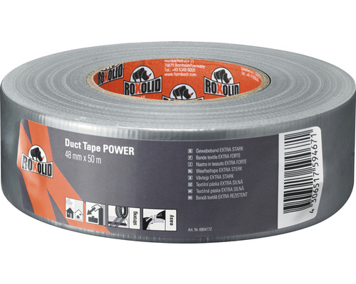 Roxolid Profi Duct Tape Gewebeband silber 50m x 48mm Rolle graues Gewebeband 48 Millimeter mal 50 Meter