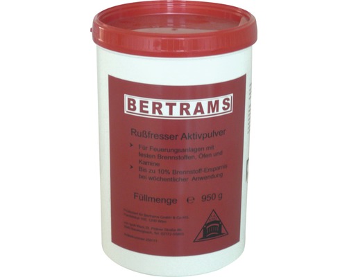 Kaminentrusser Bertrams 950 g Bertrams Rußfresser Aktivpulver in einem Eimer zur Reinigung von Feuerungsanlagen, Öfen und Kaminen