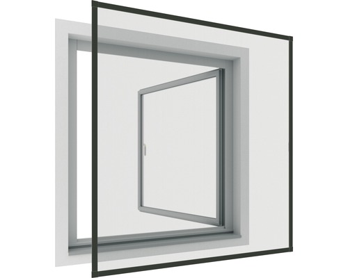 Insektenschutz-Fenster Rhino Screen ohne Bohren anthrazit 100x120 cm Geöffnetes Fenster mit Insektenschutzgitter