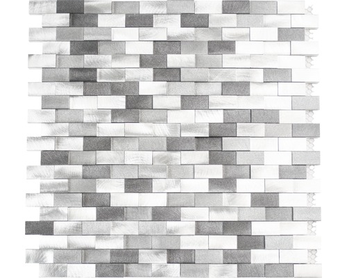 Aluminiummosaik grau/silber glänzend 30,1x30,4 cm Mosaikfliese aus Metall im rechteckigen Format