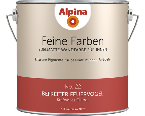 Alpina Feine Farben konservierungsmittelfrei Befreiter Feuervogel 2,5 L Eimer Alpina Feine Farben Innenwandfarbe, edelmatt, 2,5 Liter