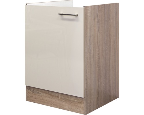 Flex Well Spülenschrank Nepal BxTxH 50 x 57 x 82 cm kaschmir glänzend zerlegt Anschlag reversibel (links oder rechts montierbar)