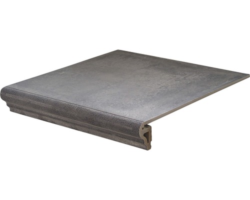 Feinsteinzeug Florentiner Stufenfliese Rustic Gris 33,15 x 33,15 cm Keramik Treppenfliese mit gerundeter Kante