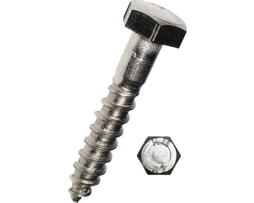 Holzschraube 6-Kant DIN 571 12x60 mm Edelstahl A2, 25 Stück Holzschraube mit Sechskantkopf