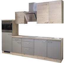 Flex Well Küchenzeile mit Geräten Riva 270 cm quarzit cubanit san remo eiche hell matt zerlegt Variante reversibel 00011563