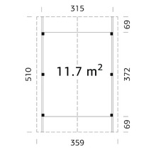 Einzelcarport Palmako Robert 11,7 m² 360x510 cm tauchgrundiert-thumb-3