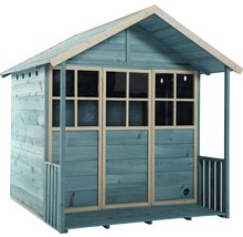 Holzspielhaus mit Fenstern und Veranda für Kinder