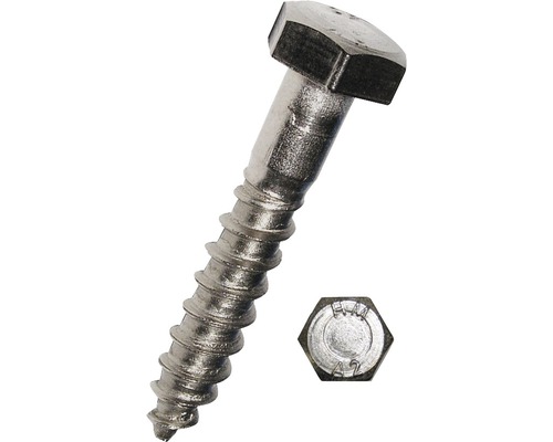 Holzschraube 6-Kant DIN 571 10x50 mm Edelstahl A2, 25 Stück Holzschraube mit Sechskantkopf