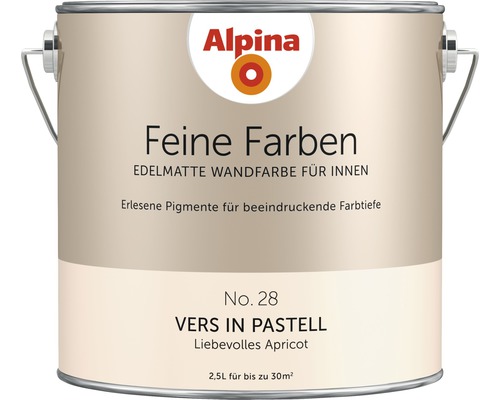 Alpina Feine Farben konservierungsmittelfrei Vers in Pastell 2,5 L Eimer Alpina Feine Farben edelmatte Wandfarbe für Innen, Farbton Liebevolles Apricot