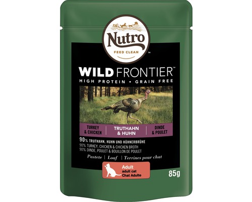 Nutro Wild Frontier Katzenfutter Pastete mit Truthahn und Huhn für ausgewachsene Katzen, 85g