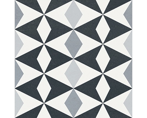 Fliesenmuster mit geometrischen Formen in Graustufen