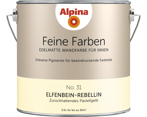 Alpina Feine Farben konservierungsmittelfrei Elfenbein-Rebellin 2,5 l Alpina Feine Farben Innenwandfarbe, Elfenbein Rebellin, 2,5 Liter
