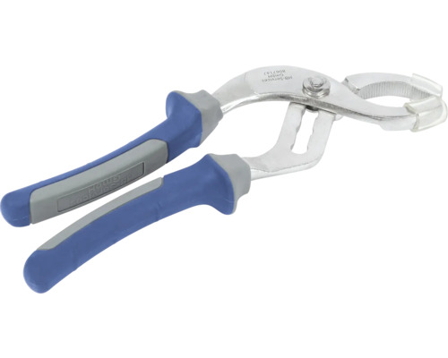 Rohrzange mit blau-grauen Griffen