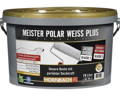 HORNBACH Wandfarbe Meister Polarweiß Plus konservierungsmittelfrei 10 l