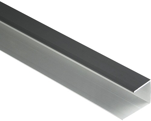Konsta Seitenabschluss 26 Aluminium eloxiert 42x28x27x2500 mm Aluminium U-Profil mit geriffelter Oberfläche