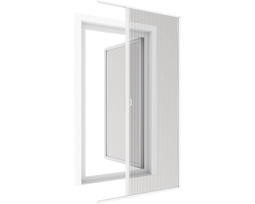 Fliegengittertür mit Lamellen vor einer geöffneten Tür