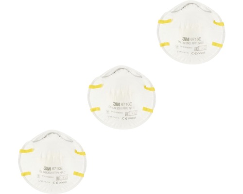 Drei Atemschutzmasken des Typs FFP1