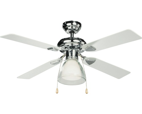 Deckenventilator Madeira Calpea 50 W - ohne Leuchtmittel 49,7 dB(A) Ø 106 cm silber/weiß aufrüstbar mit Fernbedienung Sommer + Winterbetrieb Deckenventilator mit fünf Flügeln und integrierter Lampe