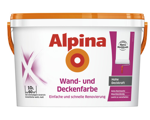 Alpina Wand- und Deckenfarbe weiß 10L